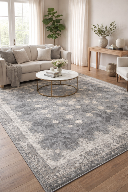 Light grey leaves carpet